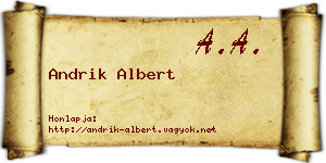Andrik Albert névjegykártya